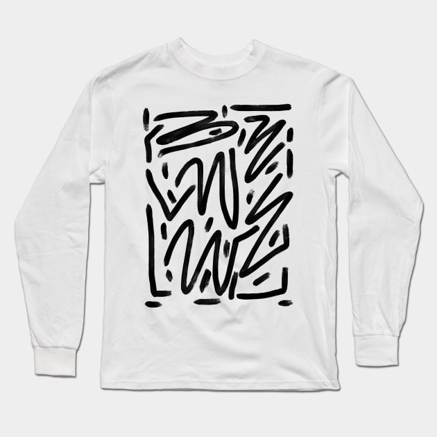 Abstract Black And White Zebra Art Print Long Sleeve T-Shirt by faiiryliite